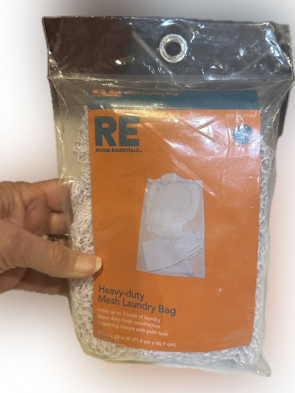 RE ROOM ESSENTIALS WHITE MESH LAUNDRY BAG DRAWSTRING SEPARATE COLLECT TRANSPORT